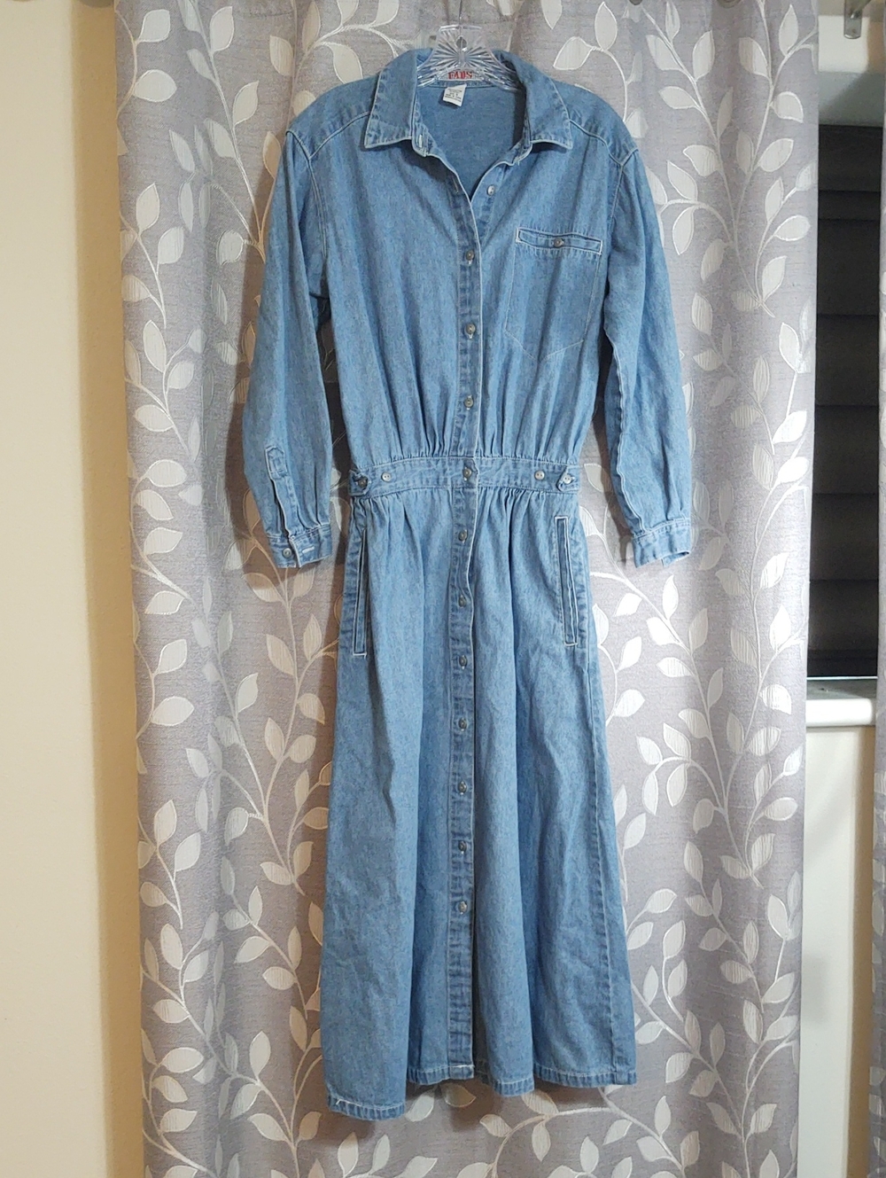 Vintage Fads Denim Cotton Button-Front Midi Shirt Dress size S